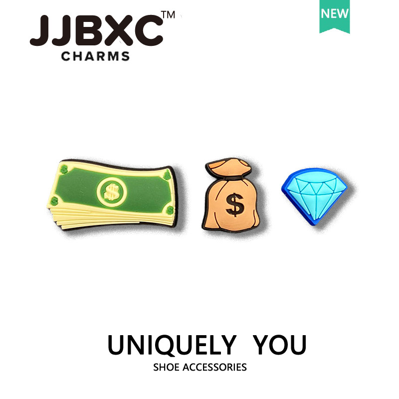 JJBXC charm จิบบิท Fortune ตัวติดรองเท้าโชคลาภแบบดีไซน์พิเศษสำหรับตกแต่ง DIY จิ๊บบิท charm