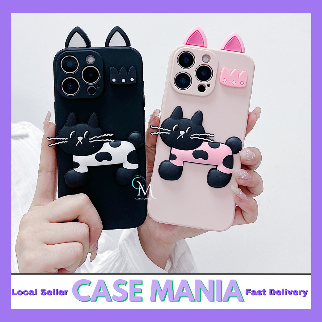 OPPO A74 A76 A77 5G A77s A78 A79 A94 A95 A96 A98 สีลูกกวาด 3D หูแมว TPU soft case
