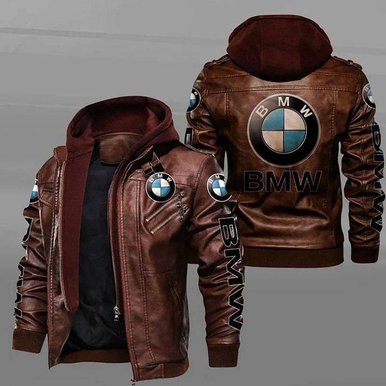 BMW leather jacket, stand-up collar zipper design, custom workwear for car shops, 320I, X5, X7, retr
