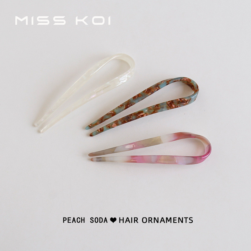 MISSKOI Retro Acetate วัสดุ u-Shaped Hairpin เรียบง่ายใหม่สไตล์จีน Hairpin