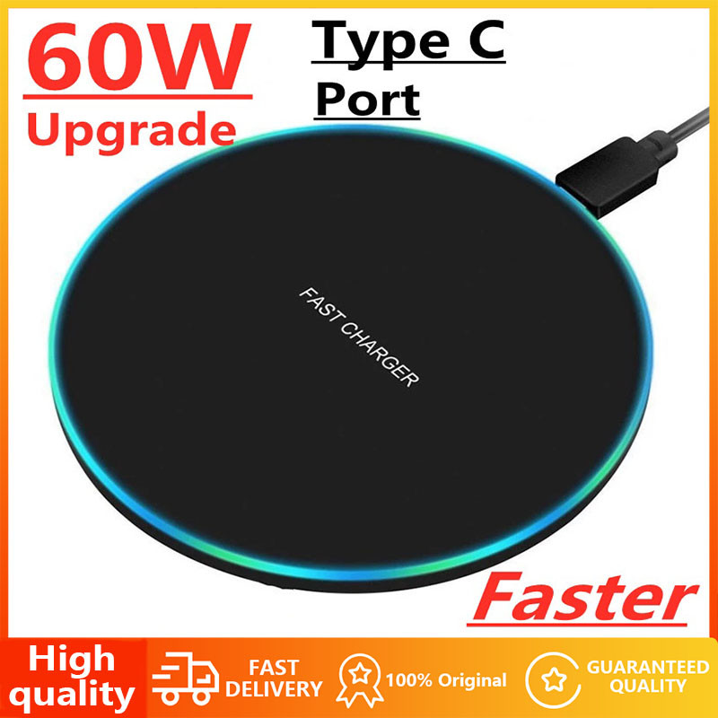 60W Wireless Charger Fast Charging Pad Quick Charge QC 3.0 สําหรับโทรศัพท์ 14 13 12 11 XS XR X8 นาฬิกาอิเล็กทรอนิกส์หูฟัง