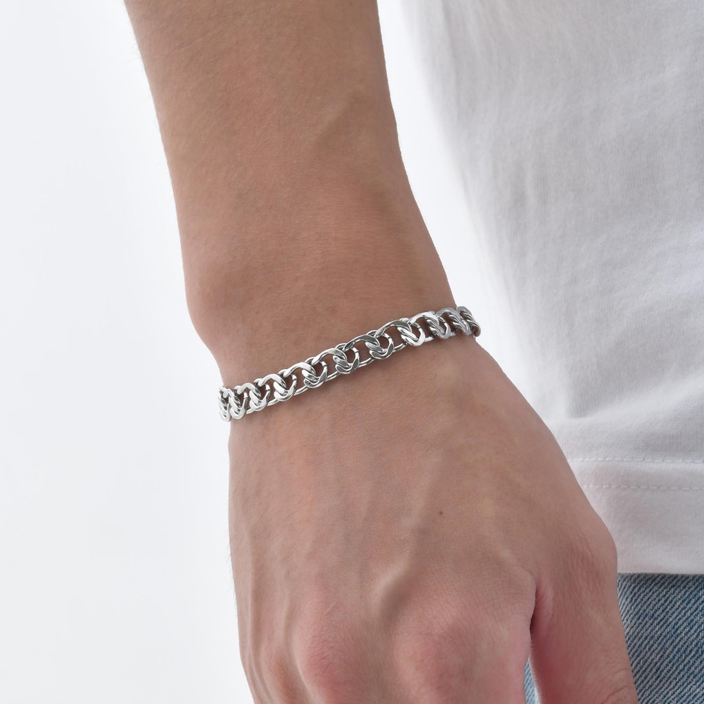 Vnox Simple Link Chain Bracelet for Men, Stainless Steel Hypoallergenic Chain Bracelet,Simple Fashion Jewelry Gift ราคา ถูกที่สุด ดีลบีเคเค แกลเลอรีภาพที่ 3