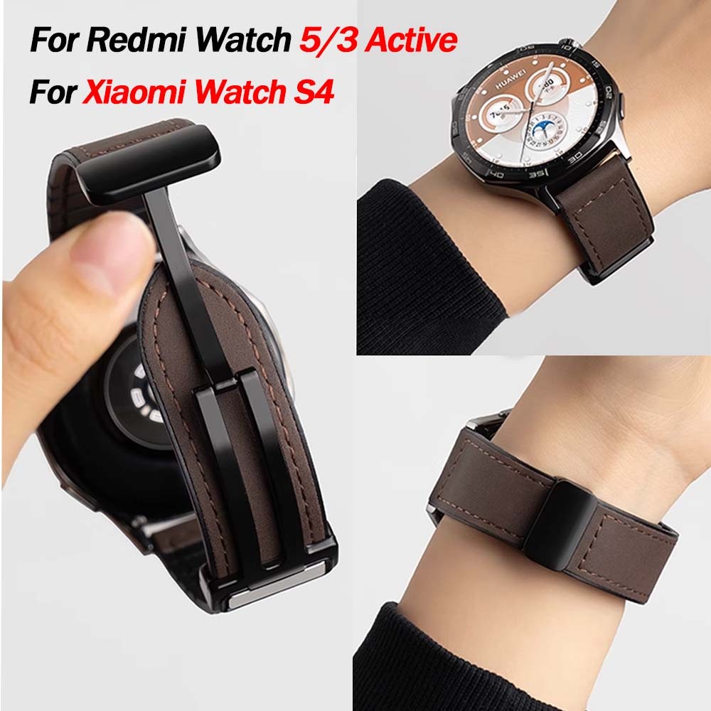 20 22 มม.สายหนังสําหรับ Redmi Watch 5 Active &lite สายแม่เหล็กสําหรับ Xiaomi Watch 5/S4/S3/S2/S1 สายคล้อง