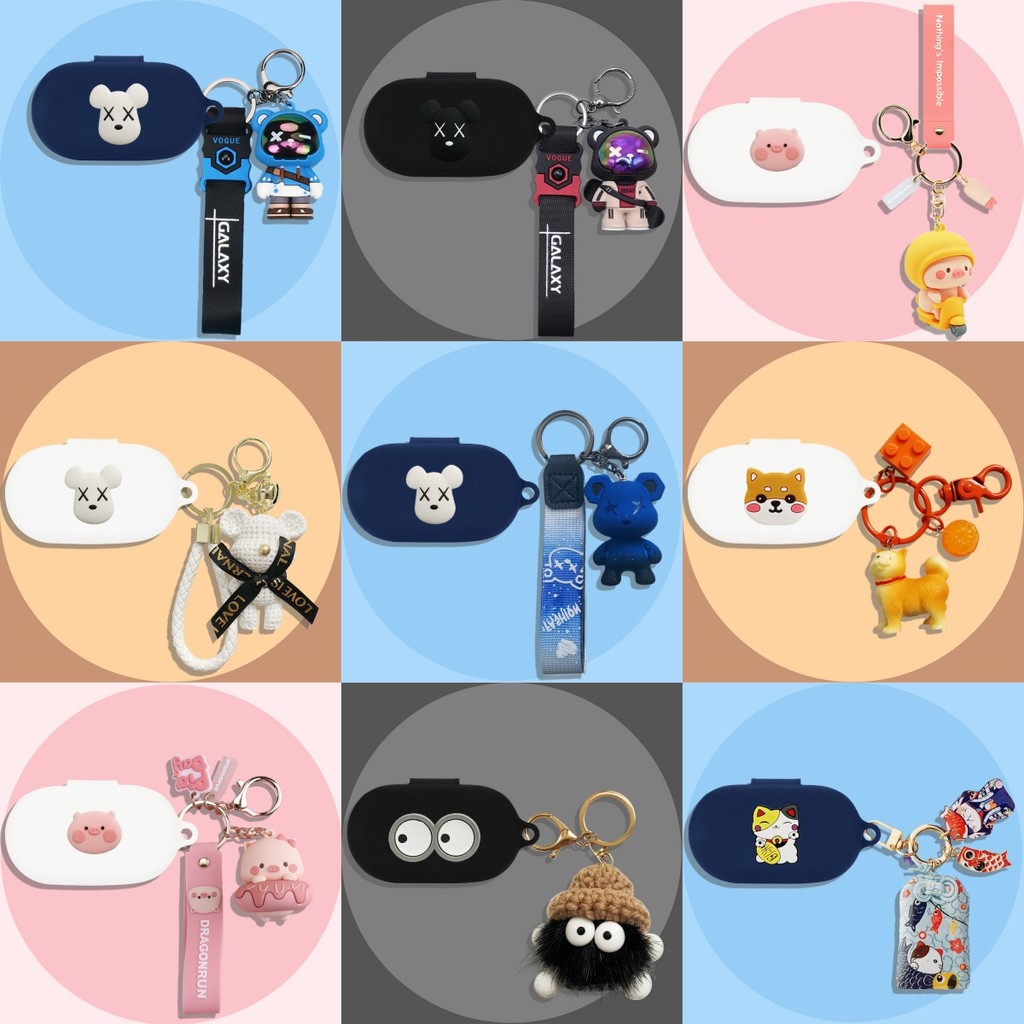 For Baseus Bowie MA10 Pro Silicone Soft Case Creative Cartoon Bear Keychain Pendant Cute Piggy Shiba