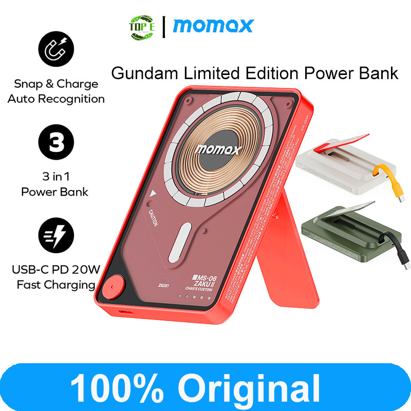 Momax 5000mAh Powerbank Mobile Suit Gundam Limited Edition 1-Power X Pro Magnetic Wireless Power Ban