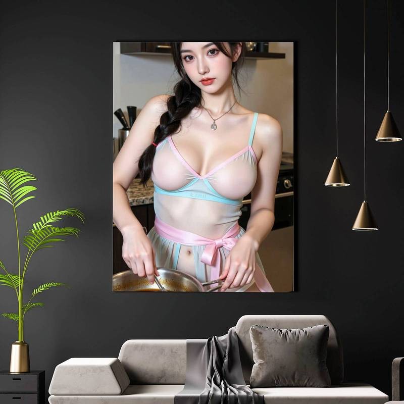 AI Volcanic Goddess Glow ไม่มีกรอบ Lava Flow Wall Art โปสเตอร์ผ้าใบ