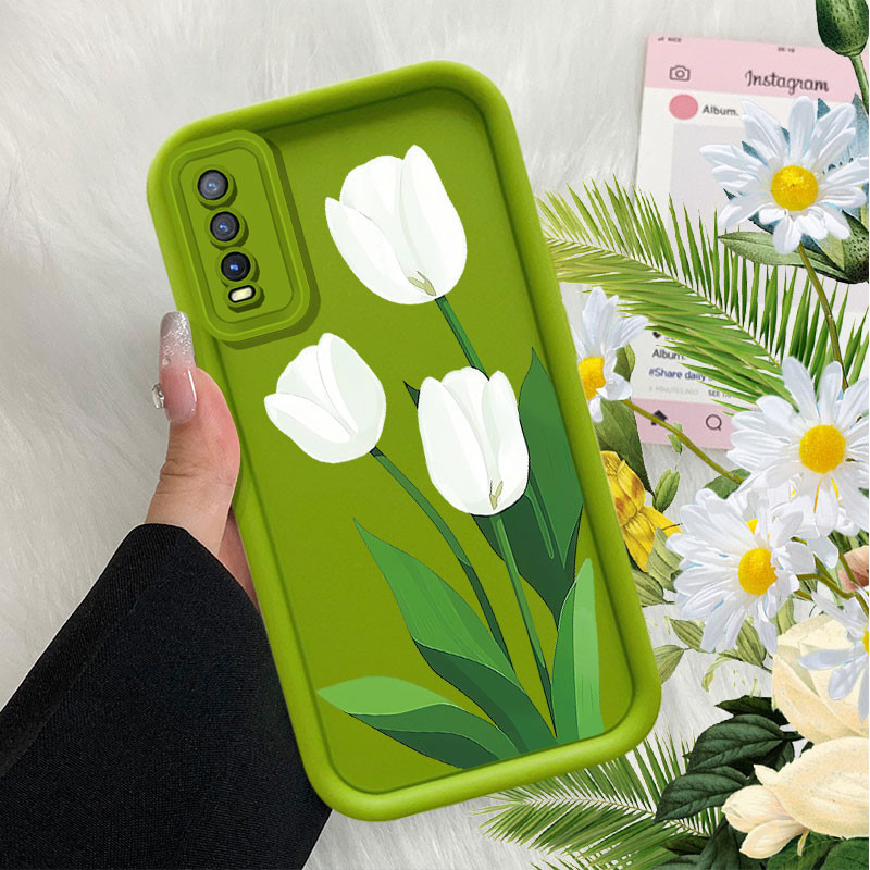 SAMSUNG ภาพประกอบศิลปะดอกทิวลิปเคสโทรศัพท์สําหรับsamsung Galaxy A02 A02S M02 M02S A03 A03 Core A04 A05 A10 M10 A10S A11 M11 แฟชั่นที่มีอยู่เคสกันกระแทก