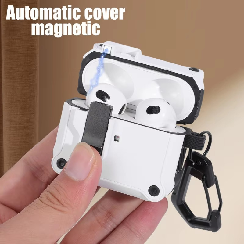 ล็อครักษาความปลอดภัยอัตโนมัติหูฟังสําหรับ AirPods 4 พร้อมตัดเสียงรบกวนแบบแอคทีฟสําหรับ AirPods 3 Pro 2 สําหรับ AirPods4 เคสกันกระแทก