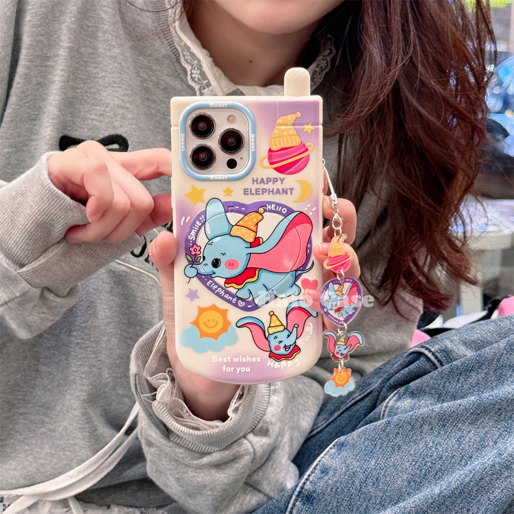 Halo - Baby Case For iPhone 15 14 13 12 Mini 11 Pro Max XS Max XR X 8 7 6 6s Plus SE บลูดัมโบ้การ์ตูนอะนิเมะช้างสร้อยข้อมือบุคลิกภาพสร้างสรรค์หมวกป้องกันการตกโทรศัพท์กรณีป้องกันโทรศัพท์มือถือ