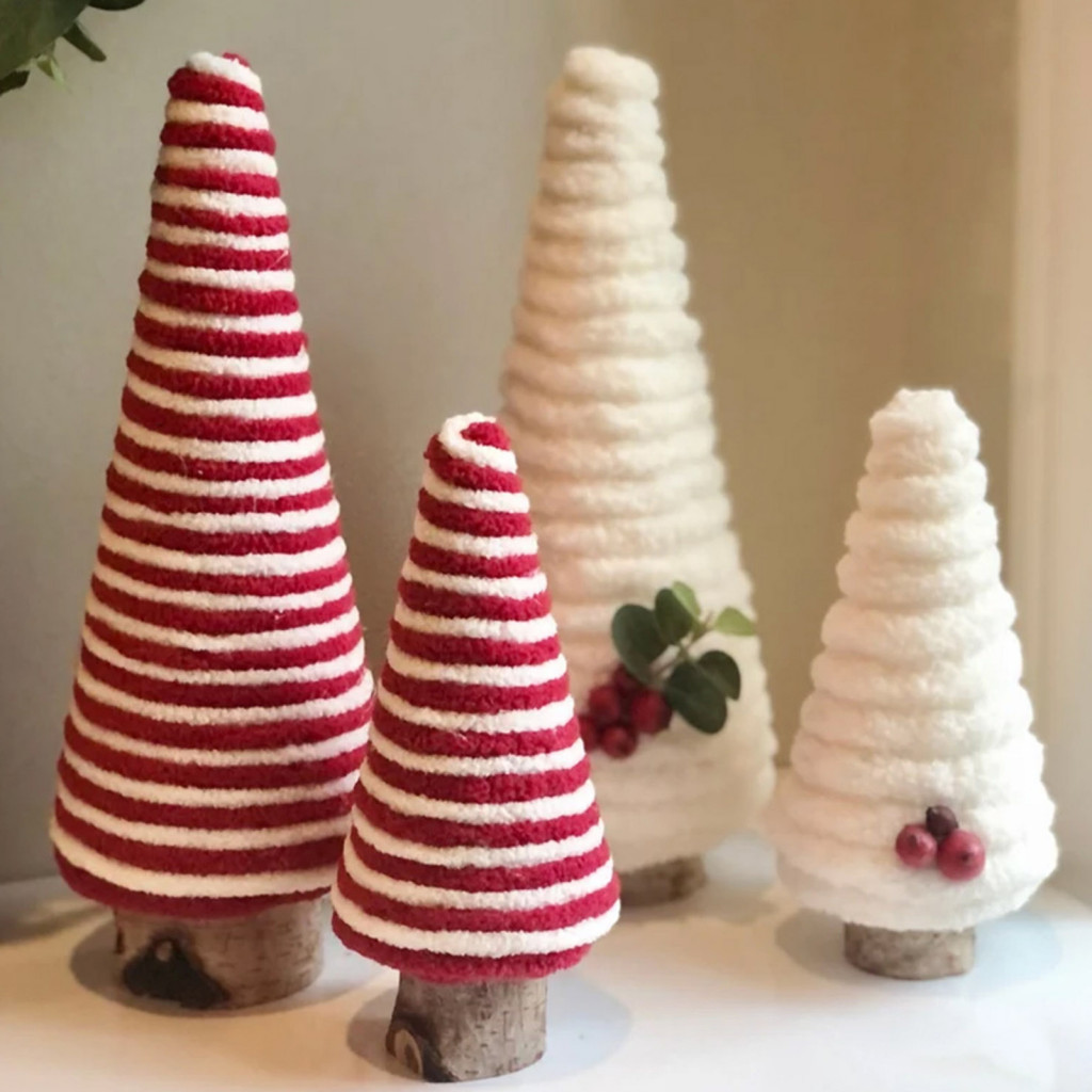 ฝันที่ดี| ตกแต่งห้องวันหยุดเดสก์ท็อปต้นคริสต์มาส Mini Candy Cane เครื่องประดับต้นคริสต์มาสสําหรับ Tiered ถาดตกแต่งงานรื่นเริง Swirl ขวดแปรงต้นไม้ไม้สําหรับ Holid