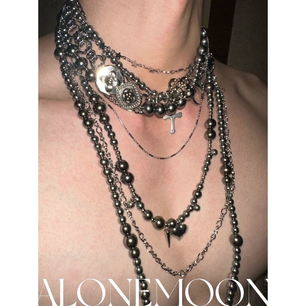 ขายร้อน! F & X สร้อยคอบุคลิกภาพ verb การออกแบบดั้งเดิมที่ไม่เป็นระเบียบหนักมุก Choker สร้อยคอสองชั้น