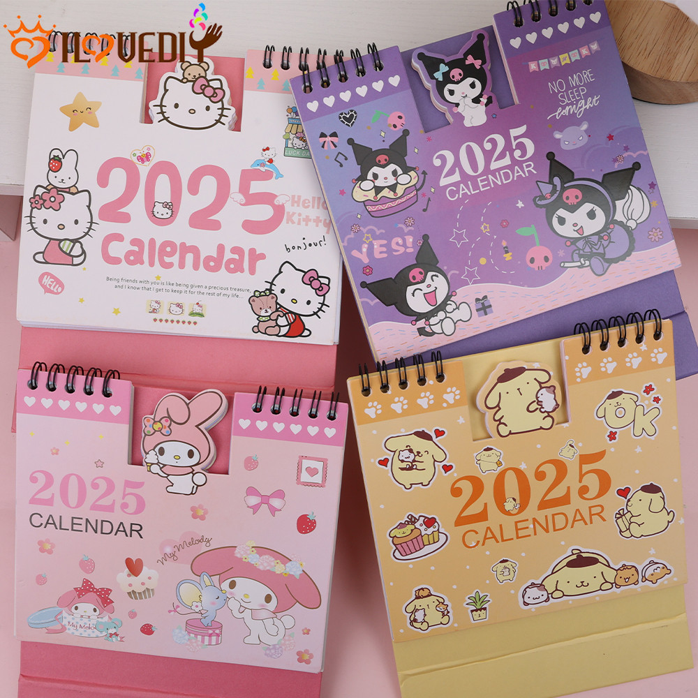 SANRIO [ ที่โดดเด่น ] 2025 ปฏิทินตั้งโต๊ะ ซานริโอ - สมุดจดบันทึกขนาดเล็ก - สมุดพกพาทาสี - เครื่องเขียนโรงเรียนสํานักงาน - เครื่องประดับการ์ตูนเดสก์ท็อป - ปฏิทินกราฟฟิตีนักเร