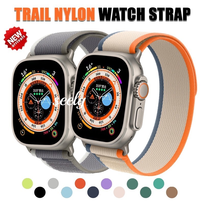 สายไนลอนสําหรับ Apple Watch 42 มม.46 มม.49 มม.44 มม.40 มม.45 มม.41 มม.42 มม.สําหรับ i-Watch Series 10 9 8 7 6 5 4 3 se Ultra/Ultra 2 สายรัดข้อมือ Accessorie