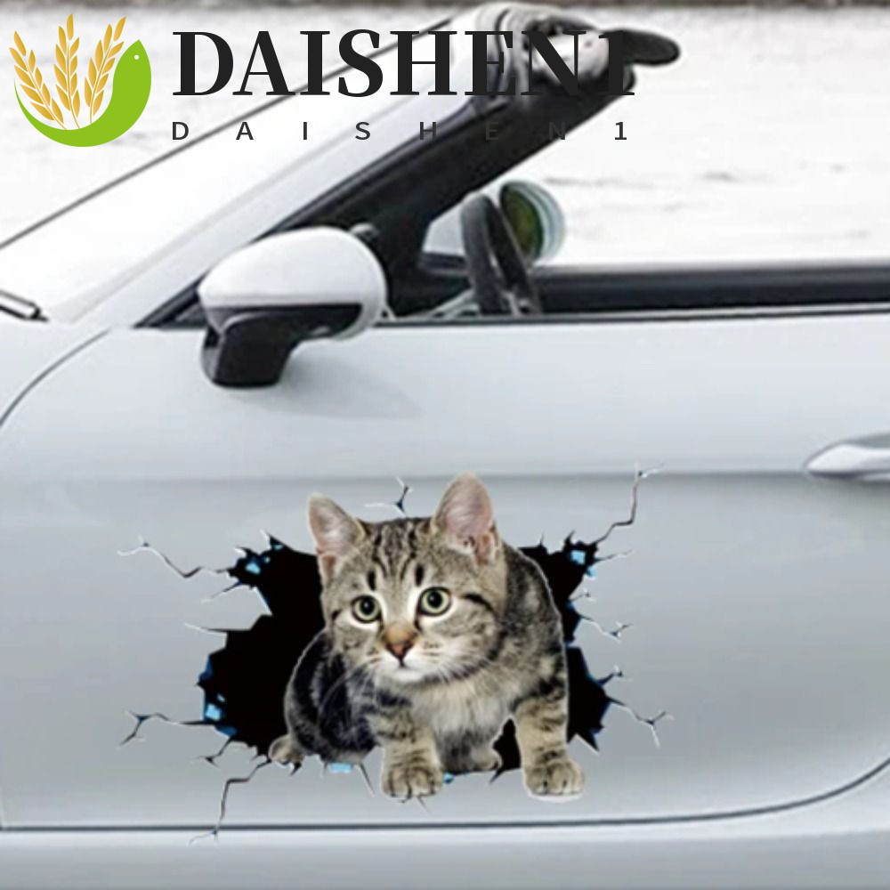 Daishen1 รถ 3D แมวสติกเกอร ์ 3D แมวสัตว ์ จัดแต ่ งทรงผมแมวใน Crack Sticker, PVC ขวารถสติกเกอร ์ กันน ้ ํา Universal ตลกสัตว ์ จัดแต ่ งทรงผมสติกเกอร ์ รถ-จัดแต ่ งทรงผม
