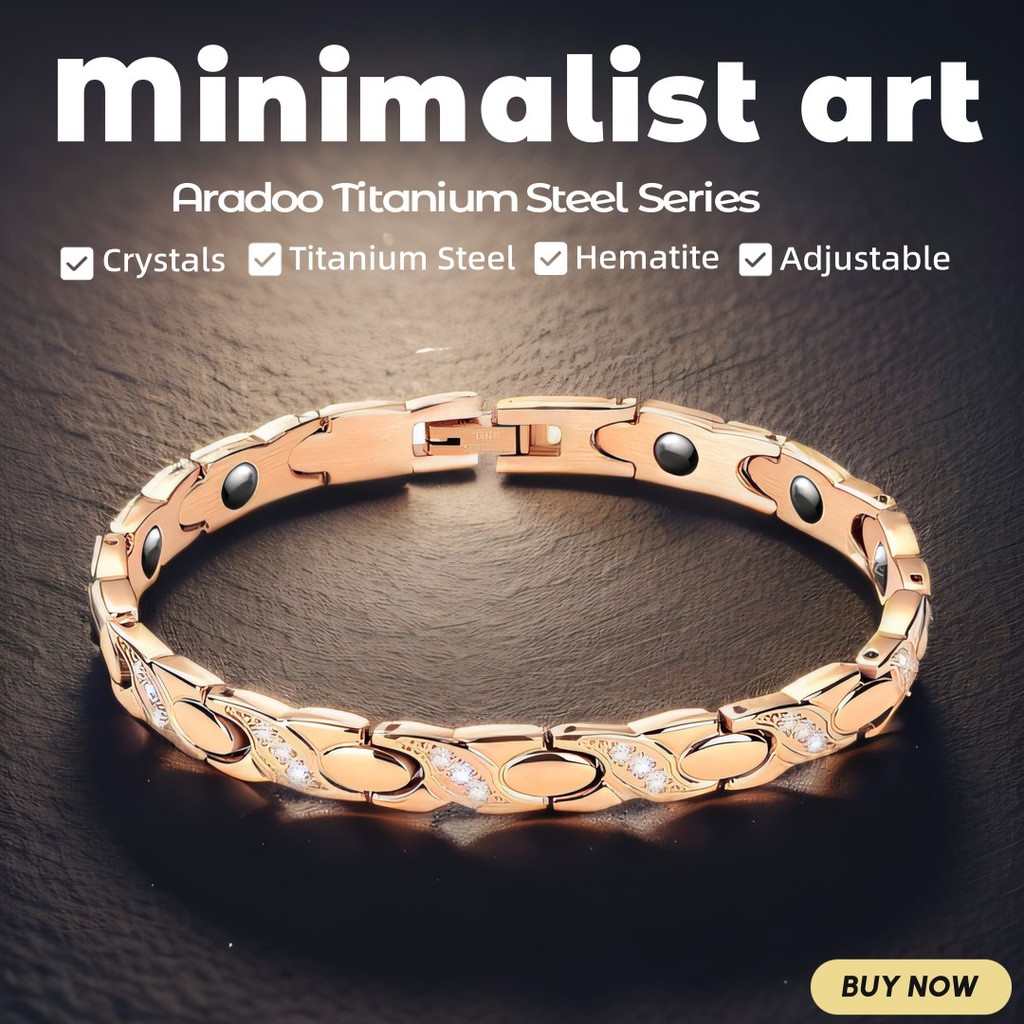 Aradoo หรูหรา Zirconia คริสตัลสร้อยข้อมือเหล็กไทเทเนียมสแตนเลส Hematite Magnetic Therapy Link สร้อยข้อมือสําหรับผู้หญิง