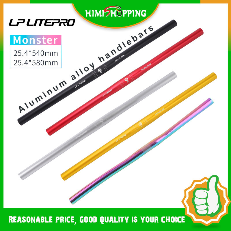READY Stock1pc Litepro แฮนด์น้ําหนักเบา Monster 25.4 * 580/540 มม.จักรยานพับ MTB จักรยานเสือหมอบ 412 SP8 แฮนด์อลูมิเนียมอัลลอยด์ 6061 ตรงHandlebar ชิ้นส่วนจักรยาน