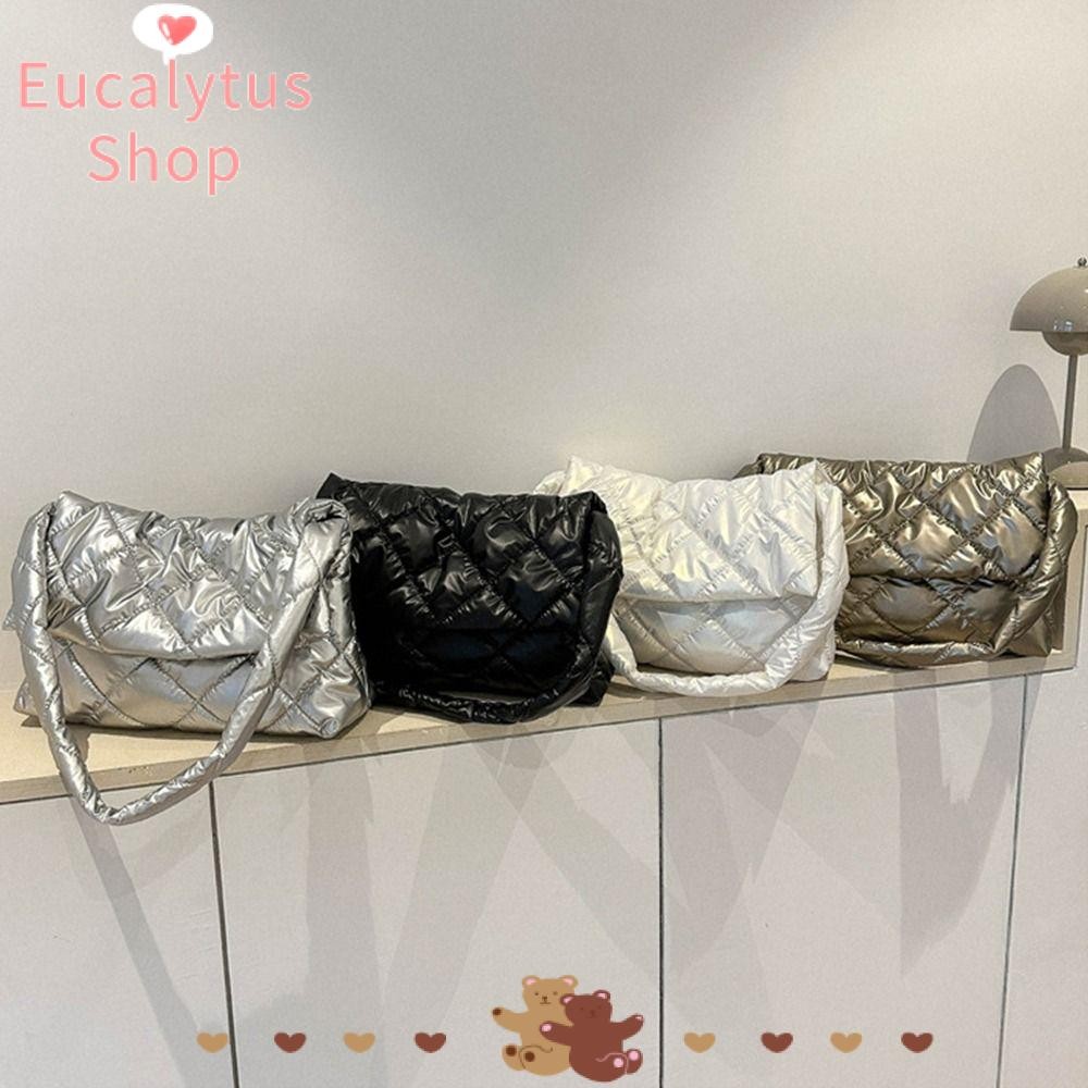 Eucalytus1 กระเป๋าถือผ้านวม,ขนาดใหญ่ความจุลงผ้าฝ้ายเบาะ Tote กระเป๋า, Casual Shopping กระเป๋าผู้หญิงหญิง