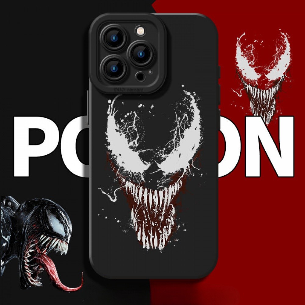 แฟชั่นทาสี Venom ภาพยนตร์เคสโทรศัพท์สําหรับ iPhone16/15/14/13/MINI/12/11/Pro MAX/X/XS/XR/7/8/6 กันกระแทกและ drop-proof ครอบคลุมเต็มรูปแบบซิลิโคนเหลวนักเรียนป้องกันกรณี