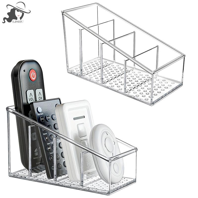 Lishu 4 กริดรีโมทคอนโทรล TV Remote Holder สําหรับตารางอเนกประสงค์ Desktop Storage กล่องห้องนอนห้องนั่งเล่น Organizer th