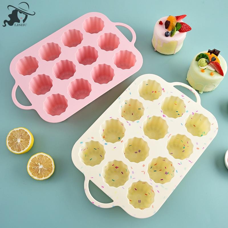 Lishu 12 ถ้วยใช้งานง่ายซิลิโคน Cupcake Pan BPA ฟรีซิลิโคนถาดมัฟฟิน Cupcake Baking Pan เบเกอรี่แม่พิมพ์ซิลิโคน th