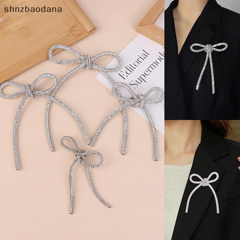 [SHNZAA] Sliver Rhinestone Bow-Knot เข็มกลัดผู้หญิง Blazer เพชร-encrusted Butterfly Knot Pin เข็มกลัดเครื่องประดับของขวัญ FSSG