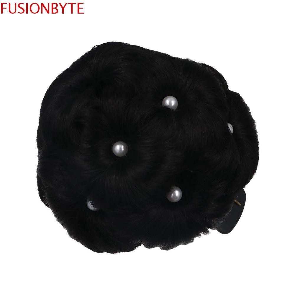 Fusionbyte มวยผมสังเคราะห์, ดอกไม้มุกแหวน Bun เก้าดอกไม้ผม, ผมต่อผม Bun โดนัทขนาดเล็ก Scrunchie Curly Chignon ผู้หญิง