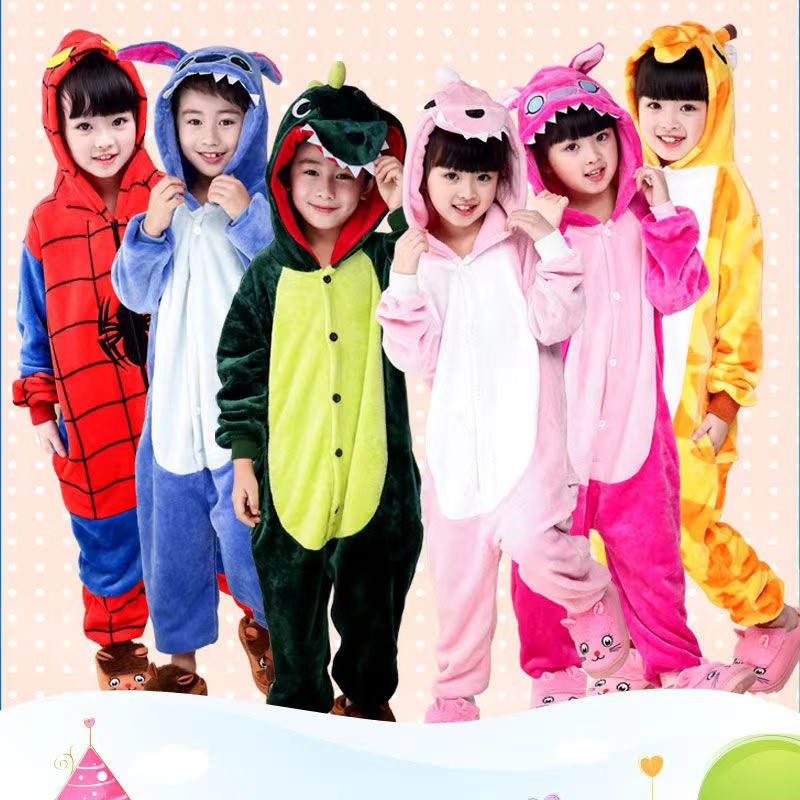 Happyangel ไดโนเสาร์ ปิกาจู Stitch Onesie เด็ก เด็ก สัตว์ ชุดนอนเด็กผู้หญิง เด็กผู้ชาย ชุดนอน
