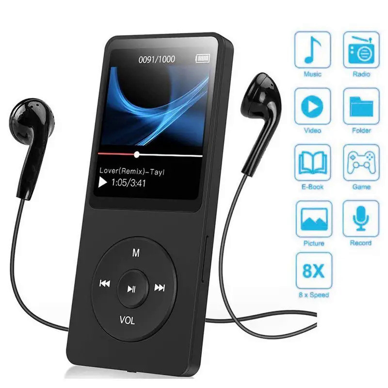 Portable MP3 Player Digital Display Screen Support 128GB Bluetooth MP4/MP3 Lossless Music Player FM 