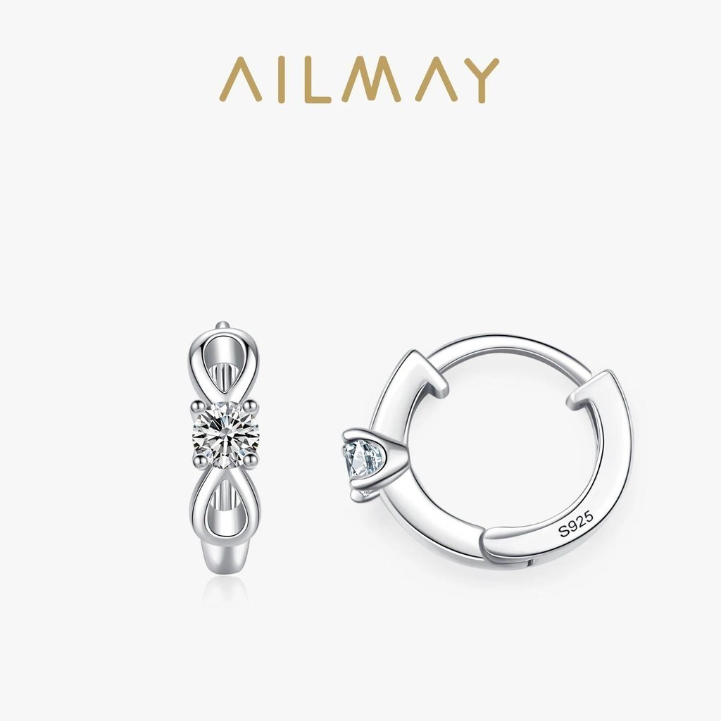 Ailmay 925 เงินสเตอร์ลิง Elegant Infinite Love เงา Cubic Zirconia หูฟังสำหรับผู้หญิงหมั้นเครื่องประดับ Fine ของขวัญ
