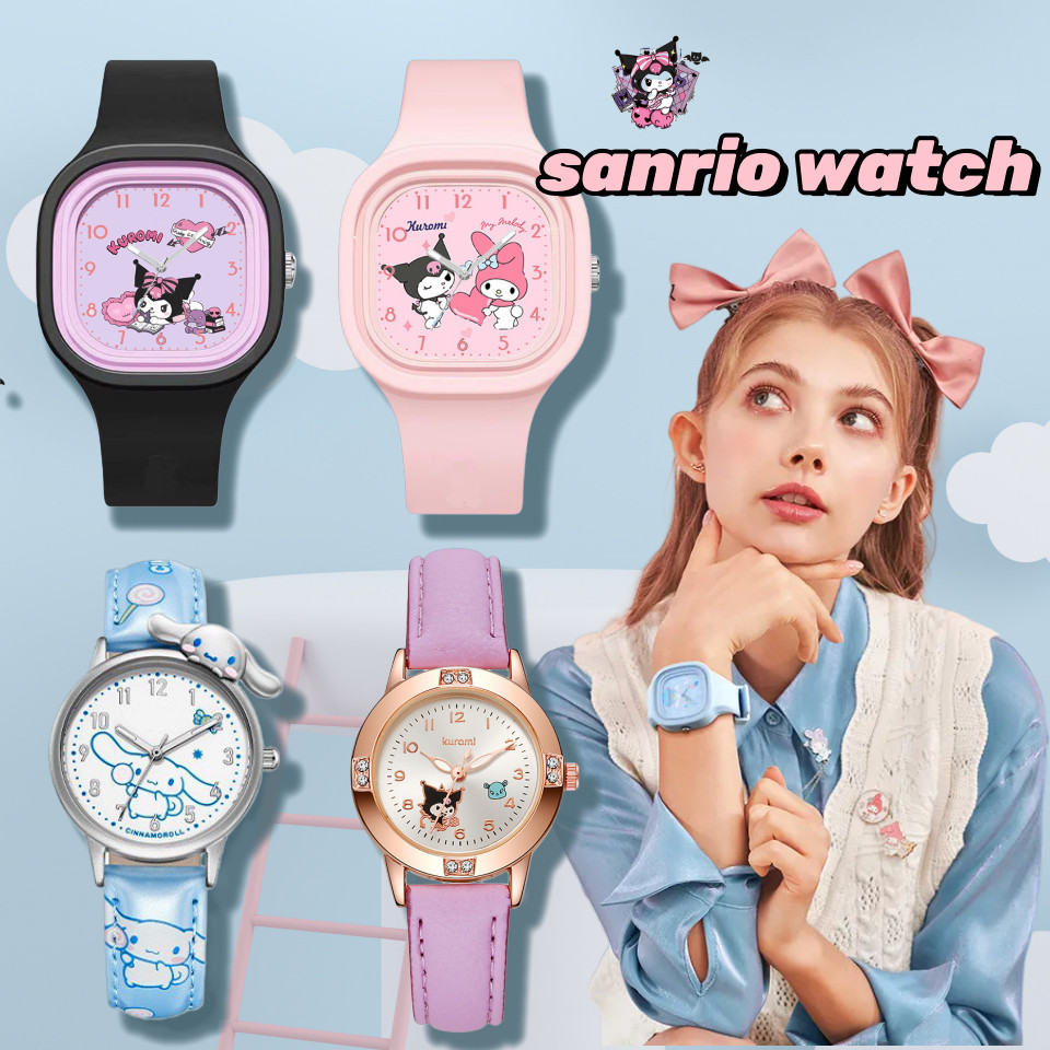 SANRIO การ์ตูนซานริโอ คุโรมิ ซินนามอนโรล ทํานอง นาฬิกาสําหรับเด็กหญิงซิลิโคนสายเด็กกันน้ํานาฬิกาอิเล็กทรอนิกส์นักเรียนนาฬิกาควอตซ์สําหรับเด็กคุณภาพสูงกีฬานาฬิก