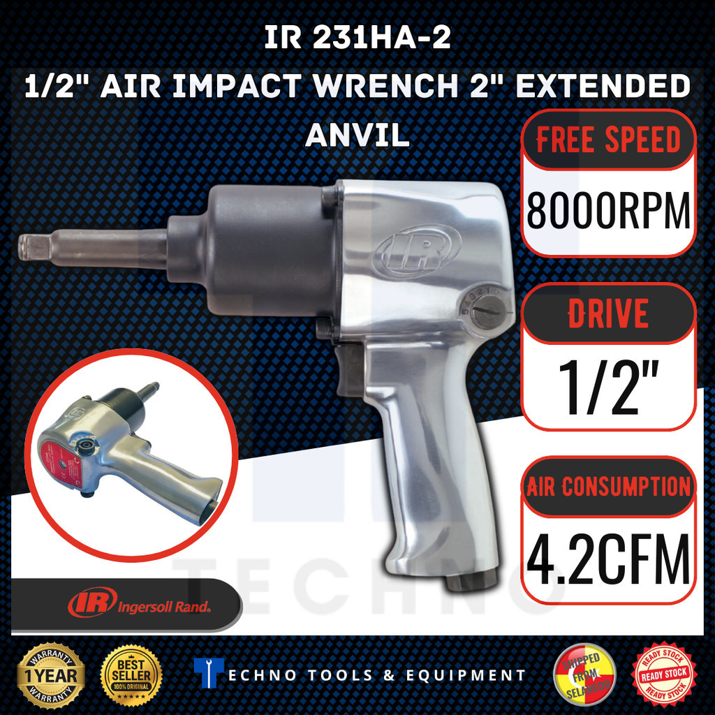 INGERSCHOLL-RAND IR 231HA-2 1/2" ประแจผลกระทบลม 2" ขยาย Anvil 100% ใหม่ &