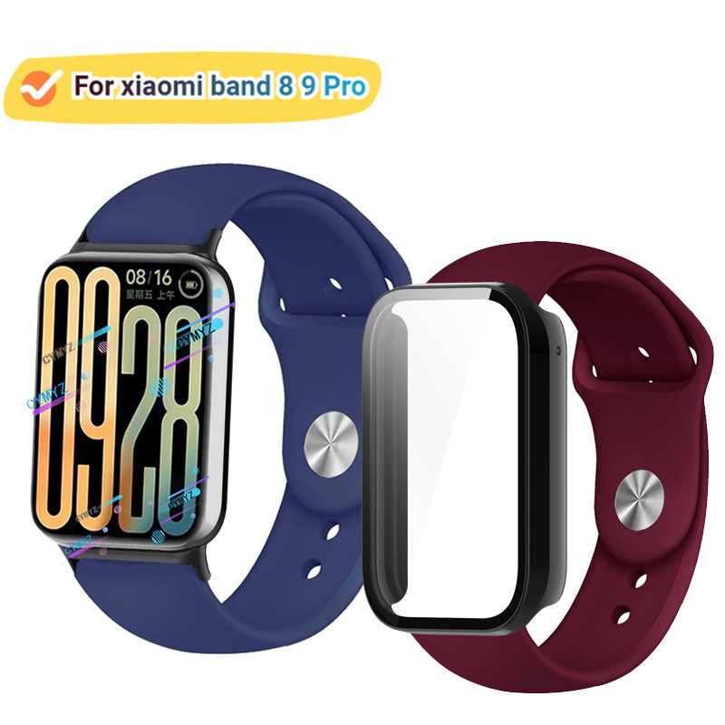 Xiaomi smart band 8 9 Pro สายซิลิโคนสําหรับ xiaomi band 8 9 Pro สายรัดข้อมือกีฬา xiaomi smart band 8 9 Pro กรณีป้องกันหน้าจอ