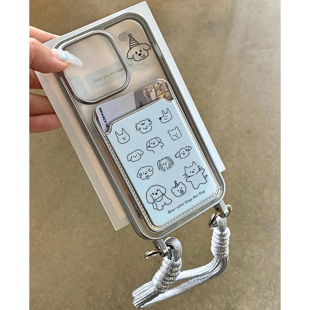 Niche IPhone 15promax/16 Apple 14/XSMAX เคสโทรศัพท์ 13/XR Soft Case 12 Creative 11/XS Anti Drop 7/8plus Silver Puppy Card กระเป๋าเคสโทรศัพท์สร้อยข้อมือเงิน