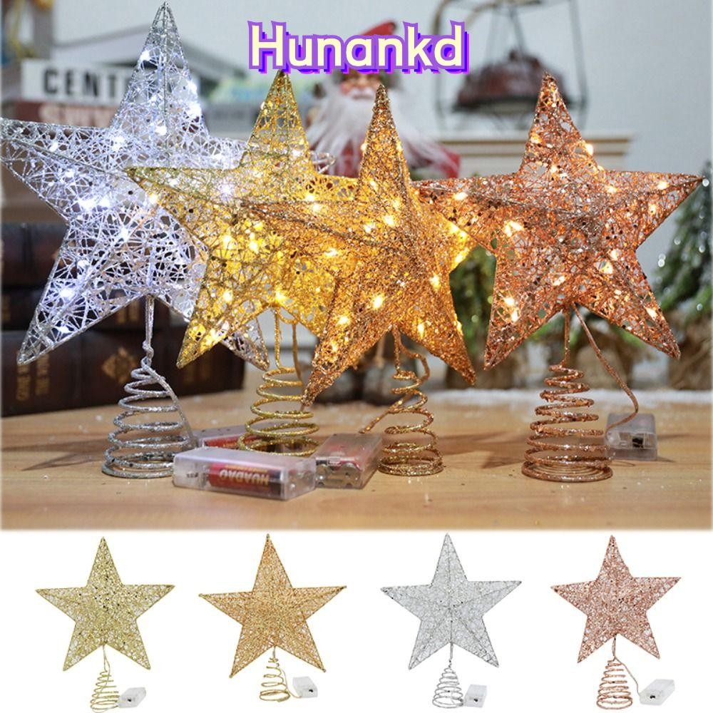 Hunan LED ใหม่ดาวห้าแฉก LED ต้นคริสต์มาส Top Glitter Iron Light Props พร้อมไฟ Xmas ตกแต่ง Lighted Tree Topper