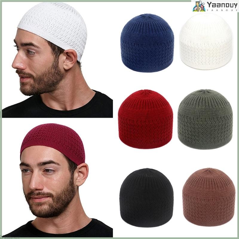 Yaa หมวกสวดมนต์ Topi Kufi สําหรับหัวสวมหมวกสวดมนต์อิสลามผู้ชายหลายสี Acryli