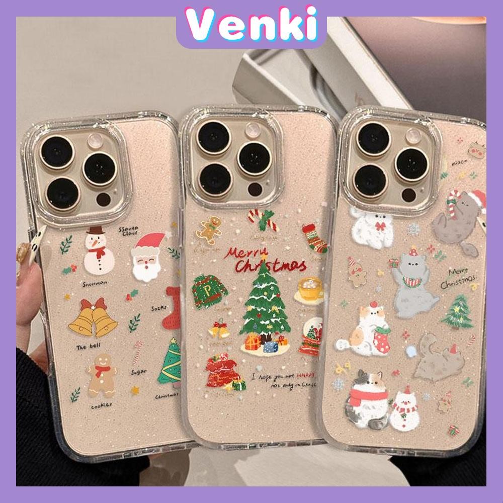 Venki - เคส iPhone 16 Pro Max iPhone 11 เคสใสแบบแวววาว TPU นุ่มสีสันสดใส คริสต์มาสที่สวยงามน่ารัก Compatible iPhone15 Pro max 14 13 12 Pro max XS XR 7 Plus 8 Plus