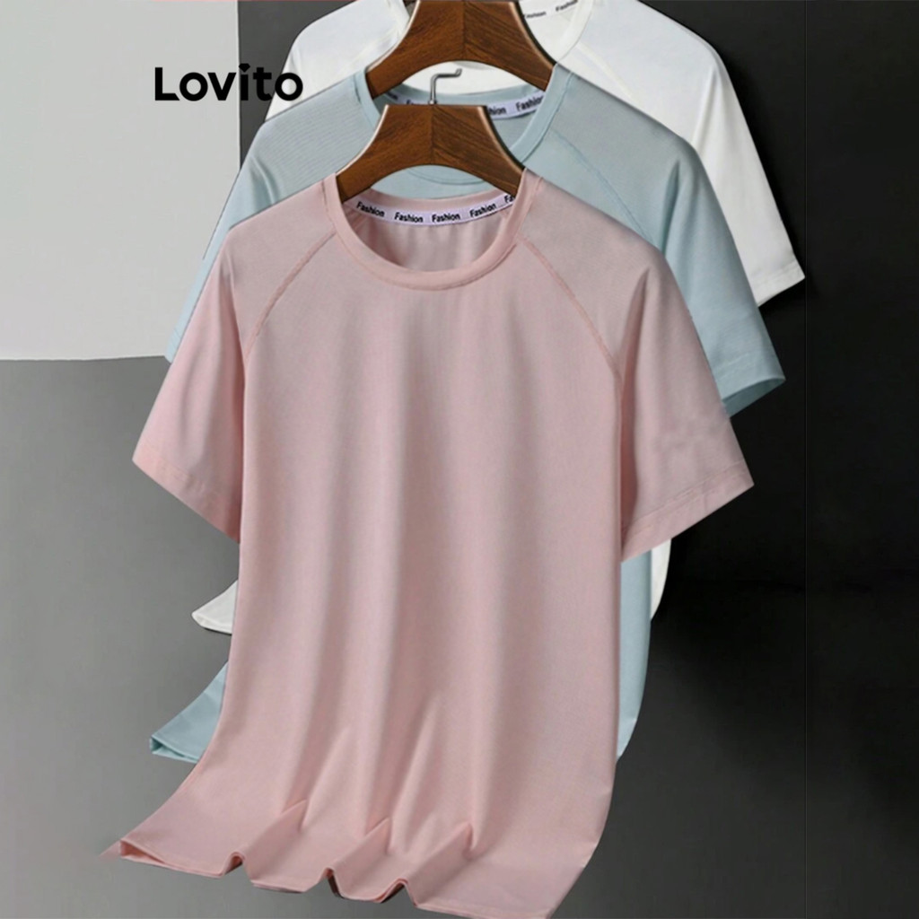 Lovito เสื้อยืดกีฬาผู้หญิง เบสิก สีพื้น สไตล์สปอร์ต LNL62047