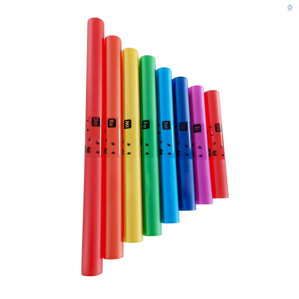 8ชิ้นเสียงดนตรีหลอดที่มีสีสันชุด8เสียงหลอดเคาะเครื่องดนตรีของขวัญวันเกิดดนตรีเสียงหลอดชุดสําหรับรวบรวมประสิทธิภาพบ้านห้องเรียน