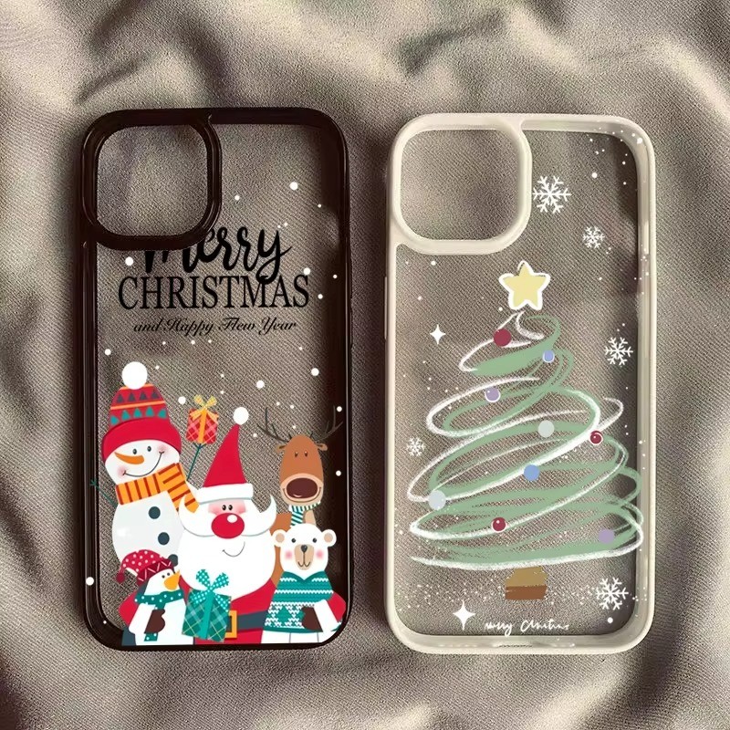 Santa Claus Star Christmas Tree สําหรับ Xiaomi Redmi 14C 13 12 Poco X6 X5 F6 Pro Redmi หมายเหตุ 14 13 12 11 Pro Plus 11 10 Pro กรอบกันกระแทกคริสตัลใสป้องกันปกหลัง