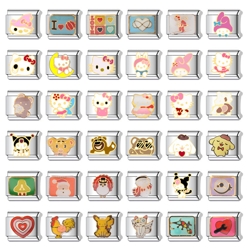 อิตาเลี่ยนโมดูลภาพเคลื่อนไหวยอดนิยมการ์ตูน Winnie The Pooh สร้อยข้อมือ DIY อิตาลีโมดูล Splicing สร้อยข้อมือเครื่องประดับแมว