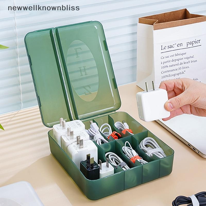 Newwellknownbliss กล่องเก็บสายเคเบิลแบบพกพาหลายช่องข้อมูลกล่องเก็บสายเคเบิลสําหรับ Home Office Organization สายไฟสําหรับ Electronics CCD