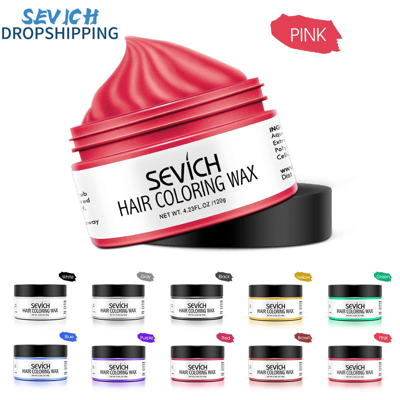 Sevich 10 Color Hair Color Wax Pink One-Time Hair Clay Strong And Hold Unisex Temporary Hair Dye  DI