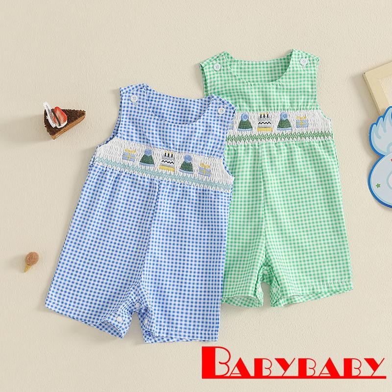 Bab-baby Birthday Casual Sleeve Round Neck Cake เย็บปักถักร้อย Romper