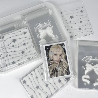 50 ชิ้น/แพ็ค Bowknot Stars ถุงปิดผนึก Toploader Photocard Self-กาวถุงบรรจุภัณฑ์วัสดุ