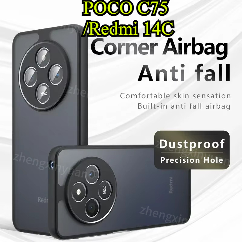 ปลอกสําหรับ Xiaomi Poco C75 Redmi 14C 4G 5G 2024 โปร่งใสกันกระแทกเกราะ Matet สําหรับ PocoC75 C 75 Redmi14C ล้างกันชน Hard อะคริลิคฝาครอบ