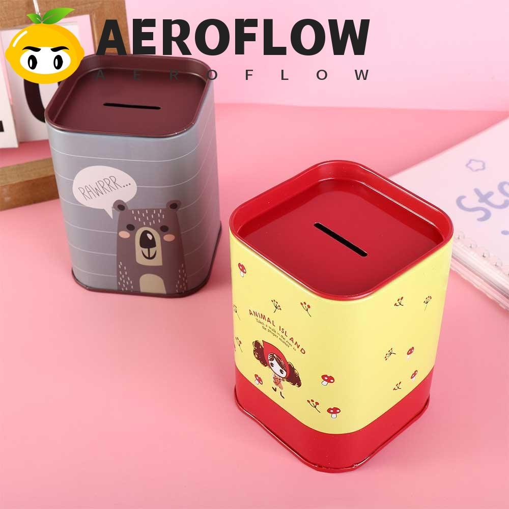 Aeroflow กระปุกออมสินโลหะตกแต่งบ้านความจุสูงของขวัญวันเกิด Tinplate น่ารักยีราฟสัตว์กล่องเงิน