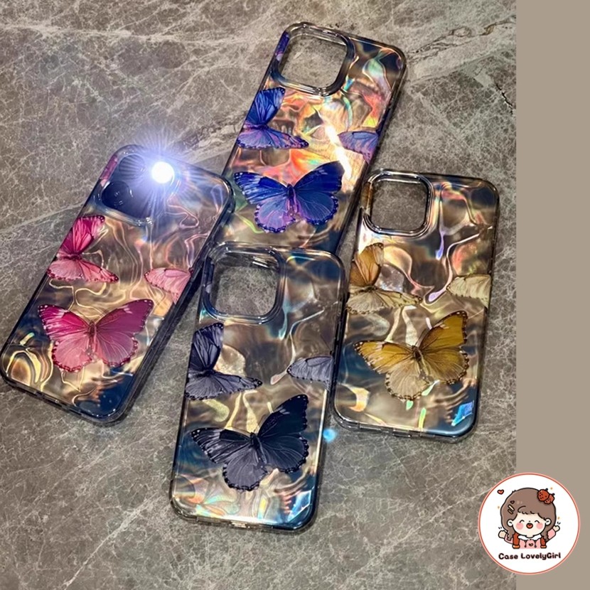 ส่งจากไทย Ins คลื่นน้ําผีเสื้อ เคส IPhone 15 16 11 13 14pro Max เคส XR 12 13pro พสัส 6P 7P 8P Xs Max IMD Soft Case