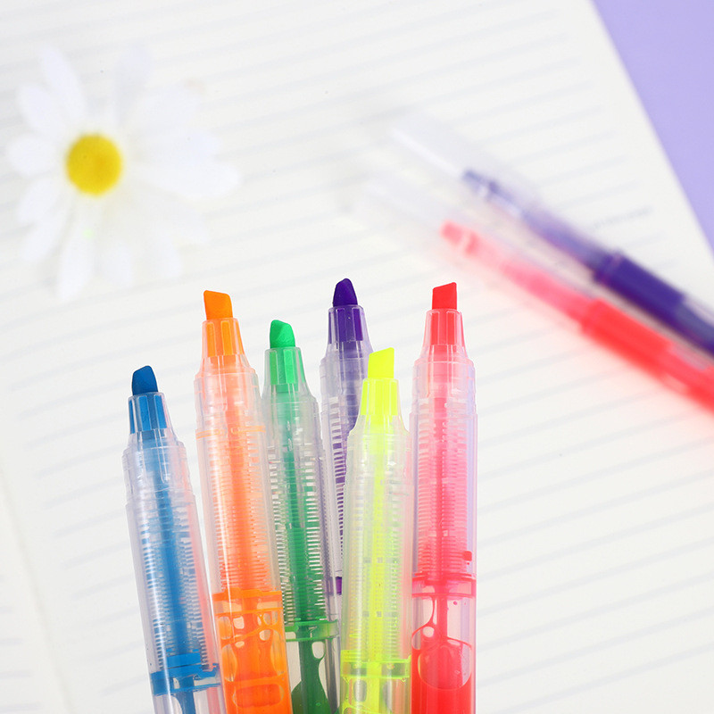 6 สี ปากกาไฮไลท์ ปากกาเน้นข้อความความจุขนาดใหญ่ ปากกาเน้นข้อความ มีให้เลือก DIY วาดรูป ตกแต่งการ์ด ทำบันทึก - รูปที่ 3