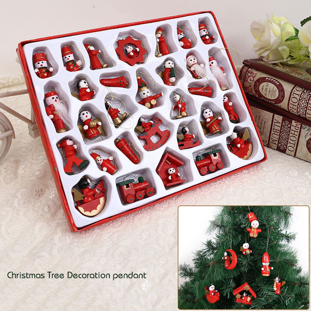 Zaylily30ชิ้นปีใหม่เครื่องประดับคริสต์มาสDiy Xmasของขวัญไม้หัตถกรรมเครื่องประดับต้นไม้จี้ตุ๊กตาแขวนตกแต่งของเล่นน่ารัก