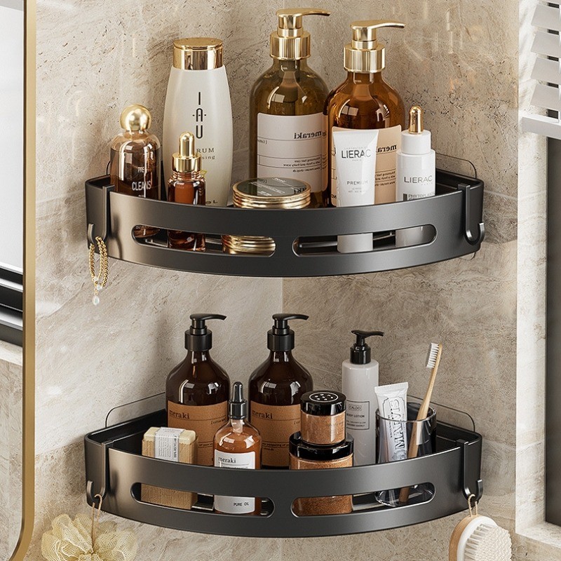 ชั้นวางของสามเหลี่ยมเข้ามุมติดผนัง-ติดผนัง,มีกาวในตัว-ชั้นเข้ามุมห้องน้ํา-ชั้นวางของจัดอาบน้ํา-อุปกรณ์จัดระเบียบบ้าน-ที่วางอุปกรณ์อาบน้ํา-การออกแบบก้นกลวง